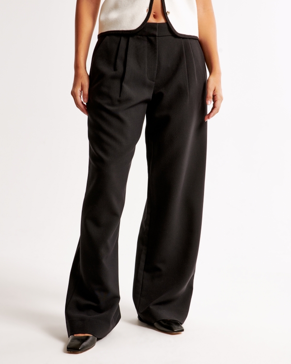 Curve Love A&F Sloane Low Rise Tailored Wide Leg Pant, Black view 2